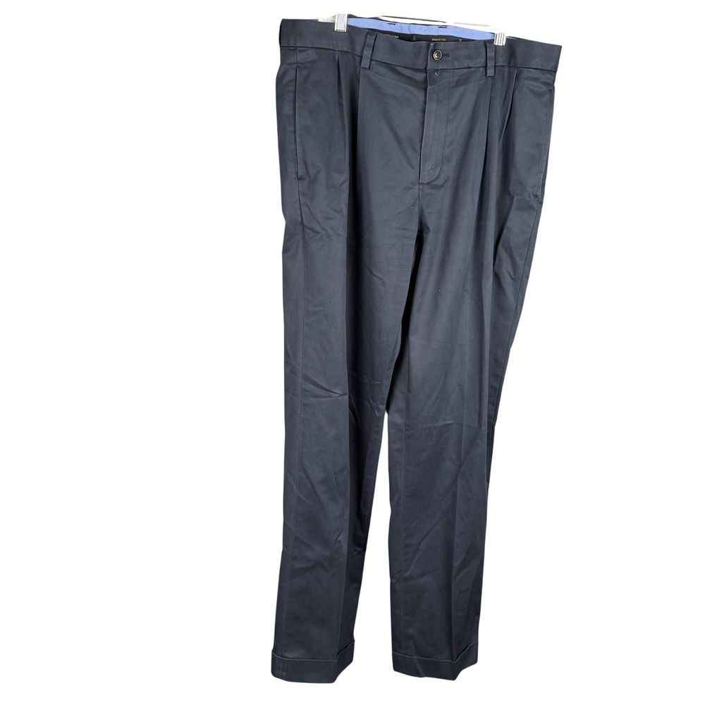 Brooks Brothers Elliot Fit Advantage Chino Stretch Pants Navy Blue 36x34 Pleated